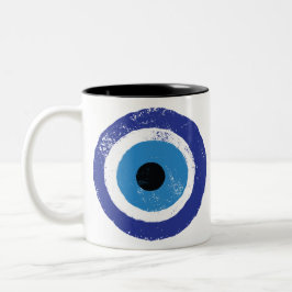 Evil Eye Artistic Blau Griechisch Zweifarbige Tasse