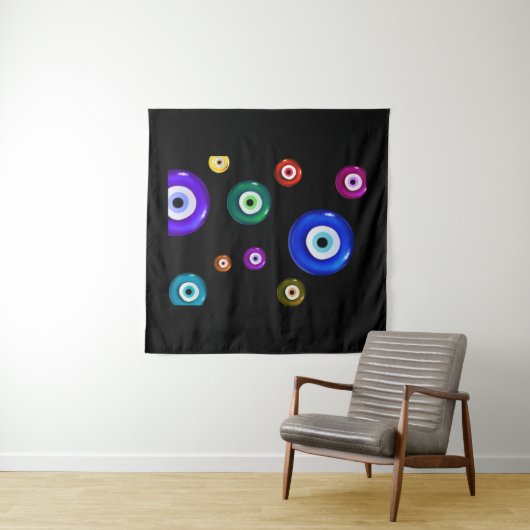 Evil Eye Black Background Wandteppich (Beispiel (Horizontal))