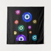 Evil Eye Black Background Wandteppich (Vorderseite)