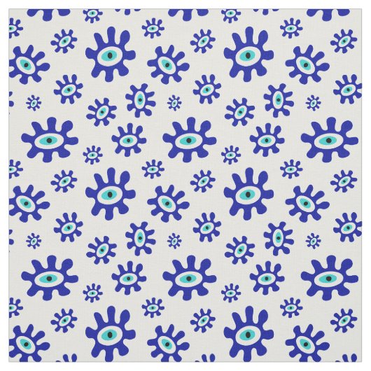 Evil Eye Blau und Weiß Abstraktes Muster Stoff (Muster)