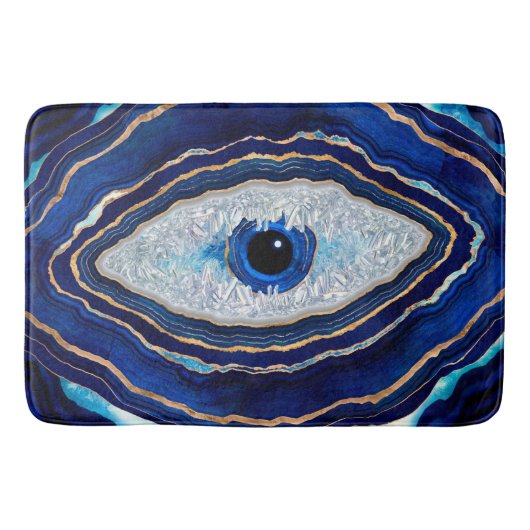 Evil Eye Blue Agate Geode Ditital Art Badematte (Vorderseite)