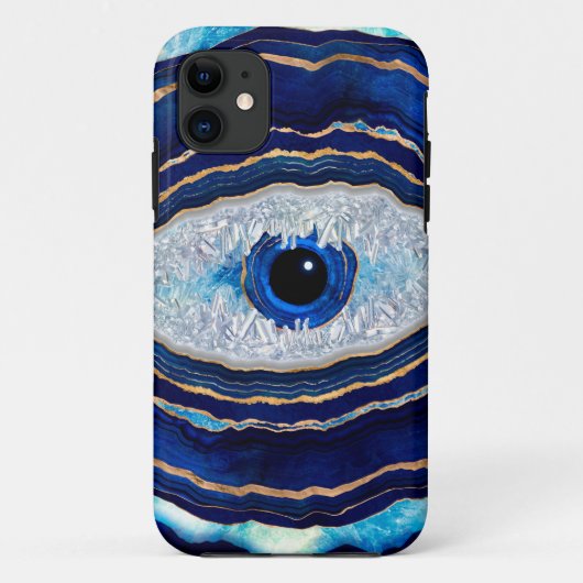 Evil Eye Blue Agate Geode Ditital Art Case-Mate iPhone Hülle (Rückseite)