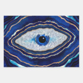 Evil Eye Blue Agate Geode Ditital Art Geschenkpapier Set (Vorderseite 2)