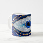 Evil Eye Blue Agate Geode Ditital Art Kaffeetasse (Vorderseite Links)