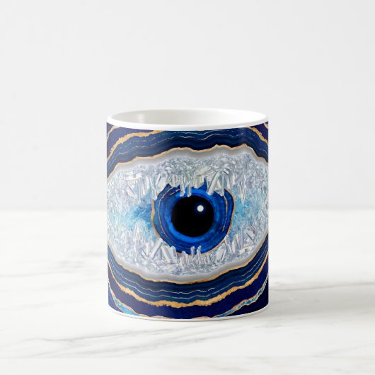 Evil Eye Blue Agate Geode Ditital Art Kaffeetasse (Mittel)