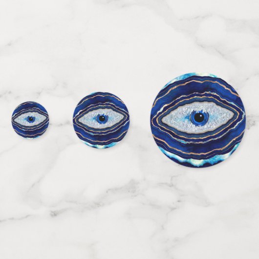 Evil Eye Blue Agate Geode Ditital Art Konfetti (Vorderseiten)