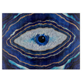 Evil Eye Blue Agate Geode Ditital Art Schneidebrett (Vorderseite)