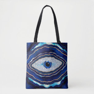 Evil Eye Blue Agate Geode Ditital Art Tasche