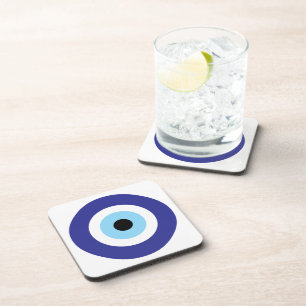 Evil Eye Blue Mati Circle Plastik Untersetzer Set