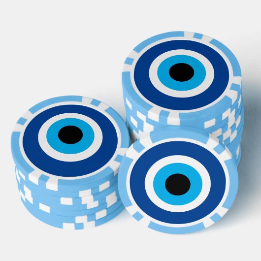 Evil Eye Blue Mati Glückssymbol Pokerchips (Stapel)