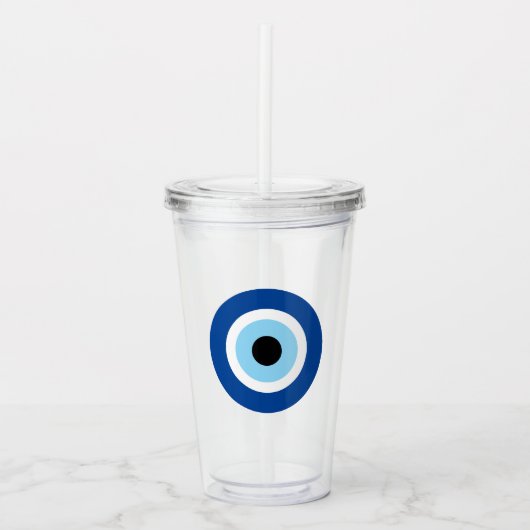 Evil Eye Blue Mati Greek Turkish Symbol Clear Acryltrinkbecher (Vorderseite)