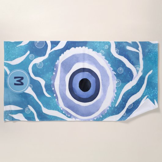 Evil Eye Blue Modern Beach Handtuch (Vorderseite)