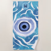 Evil Eye Blue Modern Beach Towel Strandtuch (Vorderseite)