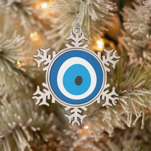 Evil Eye Blue Türkisch Evil Eye Charm Nazar Schneeflocken Zinn-Ornament (Baum)