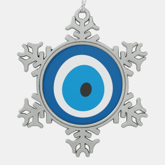 Evil Eye Blue Türkisch Evil Eye Charm Nazar Schneeflocken Zinn-Ornament (Vorderseite)