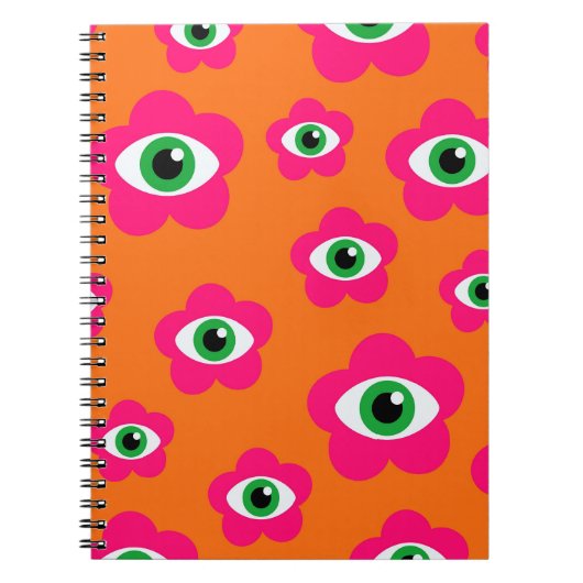 Evil Eye Blume Retro Spiral Notebook Notizblock (Vorderseite)