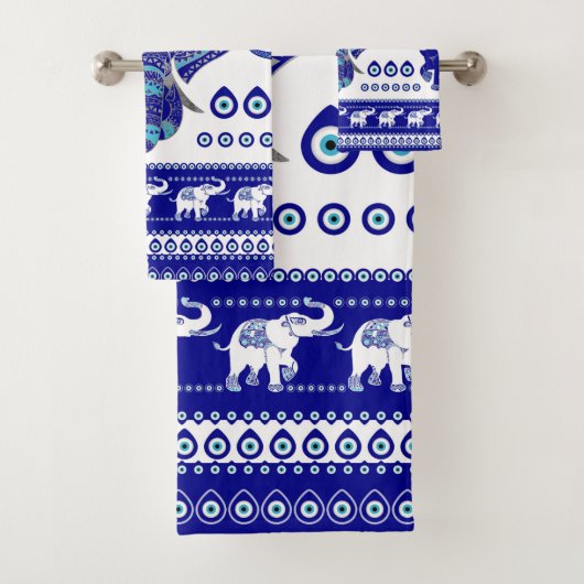 Evil Eye Elefant Ornament Badhandtuch Set (Insitu)