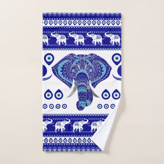 Evil Eye Elefant Ornament Badhandtuch Set (Handtuch)