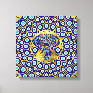 Evil Eye Elephant Mandala Ornament Leinwanddruck