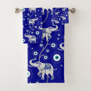 Evil Eye Elephant Viel Glück Amulet Muster Badhandtuch Set