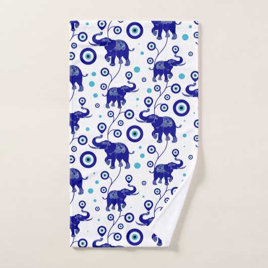 Evil Eye Elephant Viel Glück Amulet Muster Badhandtuch Set (Handtuch)
