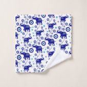 Evil Eye Elephant Viel Glück Amulet Muster Badhandtuch Set (Waschlappen)