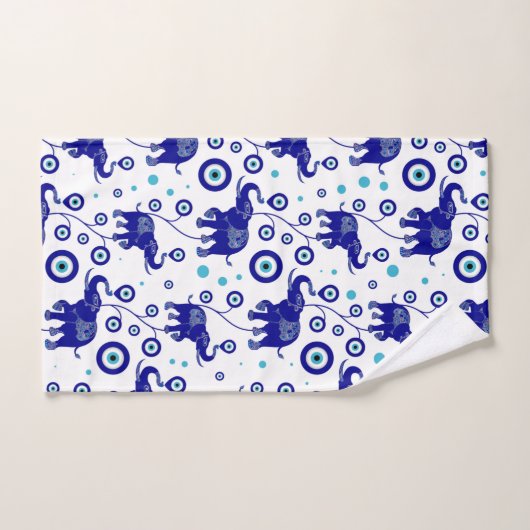 Evil Eye Elephant Viel Glück Amulet Muster Badhandtuch Set (Handtuch)