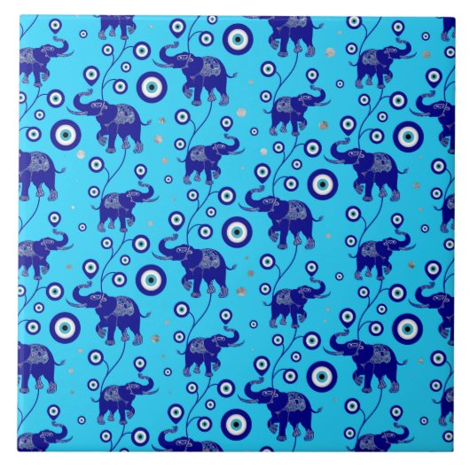 Evil Eye Elephant Viel Glück Amulet Muster Fliese (Vorderseite)