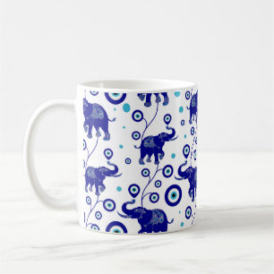 Evil Eye Elephant Viel Glück Amulet Muster Kaffeetasse