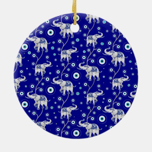 Evil Eye Elephant Viel Glück amulet Muster Keramik Ornament (Hinten)