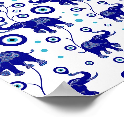 Evil Eye Elephant Viel Glück amulet Muster Poster (Ecke)