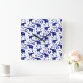 Evil Eye Elephant Viel Glück amulet Muster Quadratische Wanduhr (Zuhause)