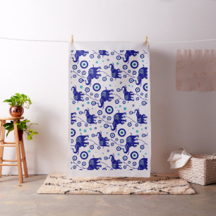 Evil Eye Elephant Viel Glück Amulet Muster Stoff