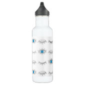 Evil Eye Eyelashes Nazar Mati Muster Silver Blue Edelstahlflasche (Rechts)