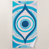 Evil Eye farbenfroh Blue Modern Beach Handtuch (Vorderseite)