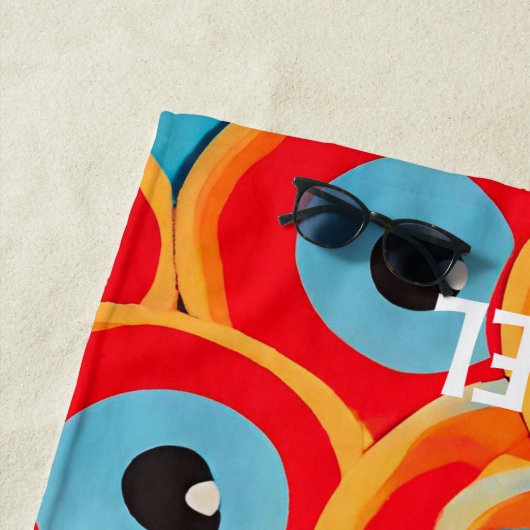 Evil Eye farbenfroh Red Blue Beach Handtuch (Beispiel)