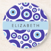 Evil Eye, Greek Eye, Turkish Eye, Mati, Your Name Getränkeuntersetzer (Vorne)