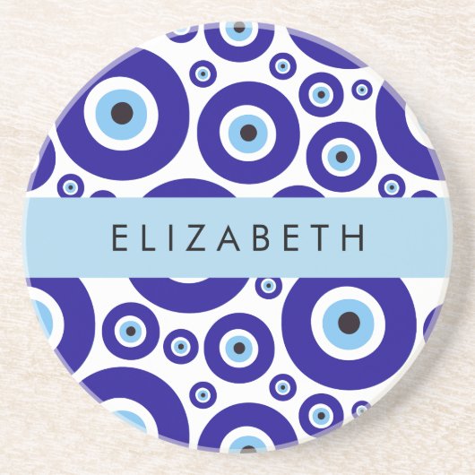 Evil Eye, Greek Eye, Turkish Eye, Mati, Your Name Getränkeuntersetzer (Vorne)