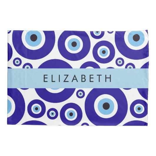 Evil Eye, Greek Eye, Turkish Eye, Mati, Your Name Kissenbezug (Rückseite)
