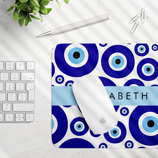 Evil Eye, Greek Eye, Turkish Eye, Mati, Your Name Mousepad