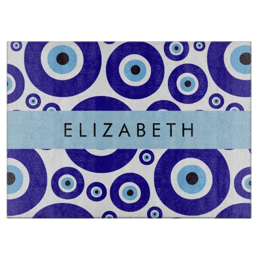 Evil Eye, Greek Eye, Turkish Eye, Mati, Your Name Schneidebrett (Vorderseite)