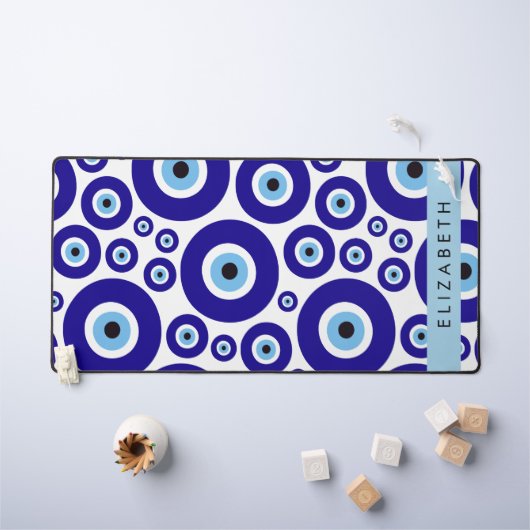 Evil Eye, Greek Eye, Turkish Eye, Mati, Your Name Schreibtischunterlage (Kindertisch)