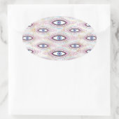Evil Eye Illustrierte Augen farbig Ovaler Aufkleber (Tasche)
