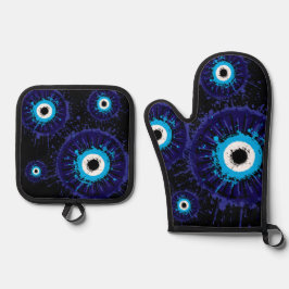 🧿 Evil Eye Kitchen Guardian Ofenhandschuh & Topflappen-Set