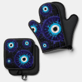 🧿 Evil Eye Kitchen Guardian Ofenhandschuh & Topflappen-Set (Vorderseite/Rückseite)
