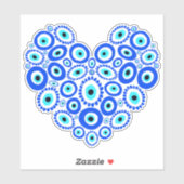 Evil Eye Liebe Heart Blue Aufkleber (Blatt)