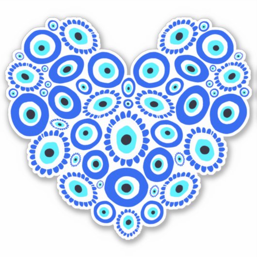 Evil Eye Liebe Heart Blue Aufkleber (Vorderseite)
