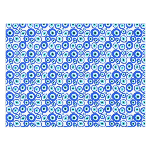 Evil Eye Lucky Charm Symbol Gemustert Tischdecke (Vorderseite (Horizontal))