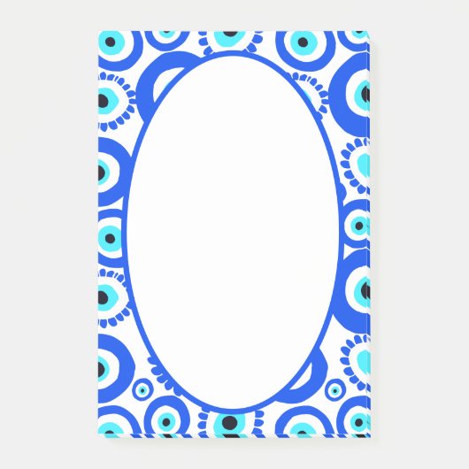 Evil Eye Lucky Symbol Blau Weiß Post-it Klebezettel (Vorderseite)