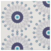 Evil Eye Mandala Muster in Blau und Weiß Stoff (Nahaufnahme)